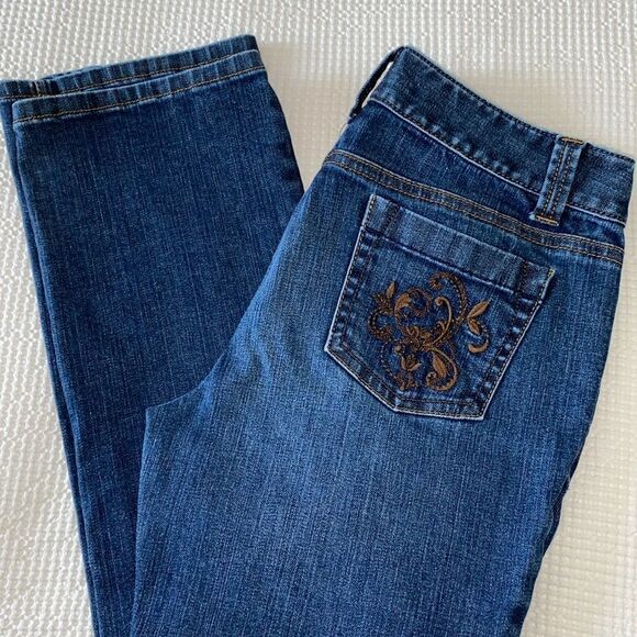 Ann Taylor Curvy Fit Straight Legs Embroidered Jeans - Picture 1 of 6
